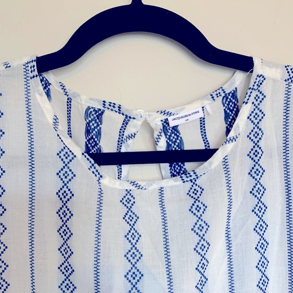 Flutter Sleeve White and Blue Top - Size M - Picture 5 of 5